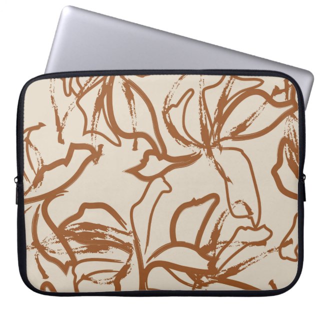 Brown Floral brush strokes seamless pattern backgr Laptop Sleeve (Front)