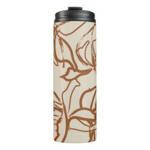 Brown Floral brush strokes seamless pattern backgr Thermal Tumbler