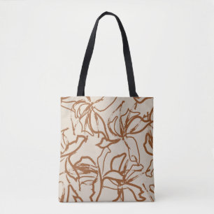 Brown Floral brush strokes seamless pattern backgr Tote Bag