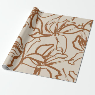 Brown Floral brush strokes seamless pattern backgr Wrapping Paper