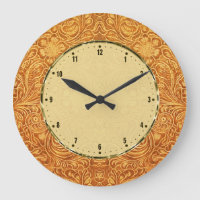 Brown Floral Design Leather Look Touch Of Gold