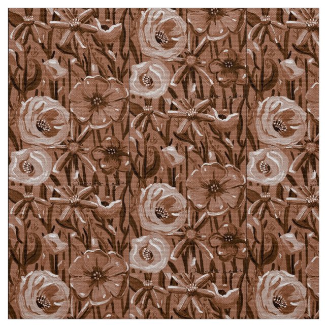 Brown Floral Fabric (Swatch)