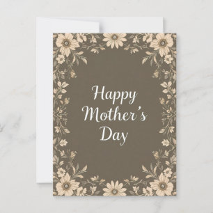 Brown Floral Frame Mothers Day Mum Postcard