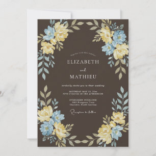 Brown Floral Meadow Wedding Invitation