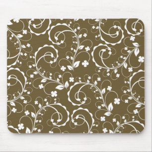 brown floral mouse pad