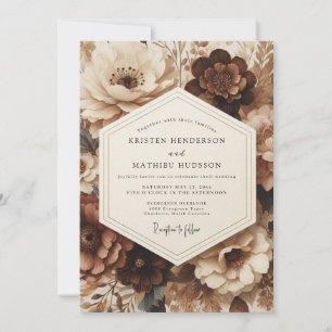 Brown Floral Opulent Wedding Invitation