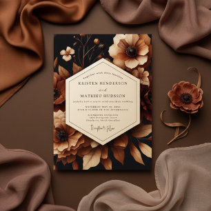 Brown Floral Opulent Wedding Invitation