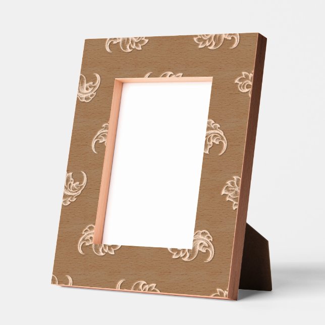Brown floral-patterned card with an empty central  etched frames (Left)