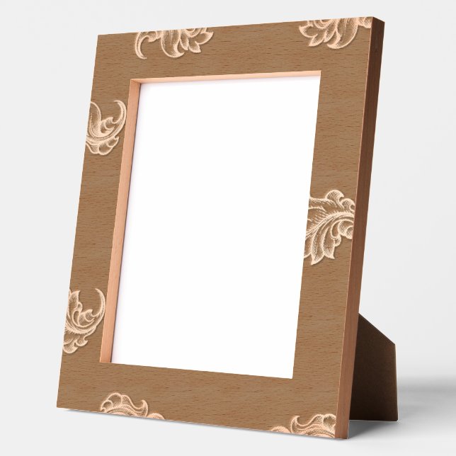 Brown floral-patterned card with an empty central  etched frames (Left)