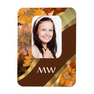 Brown floral photo template magnet