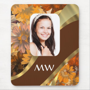 Brown floral photo template mouse pad
