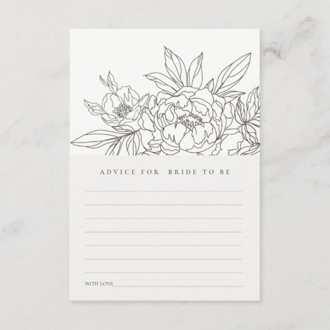 Brown Floral Sketch Advice For Bride Bridal Shower Enclosure Card (Front)