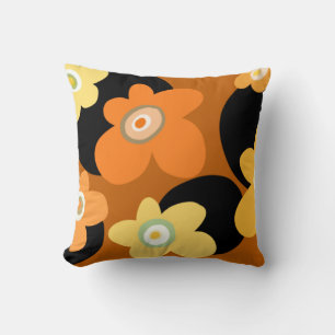 Brown floral throw pillow