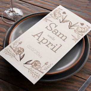 Brown Floral Wedding Theme Napkin