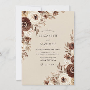 Brown Floral Woodland Wedding Invitation
