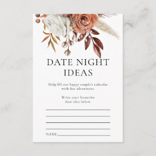 Brown Florals Date Night Ideas Wedding Game Card