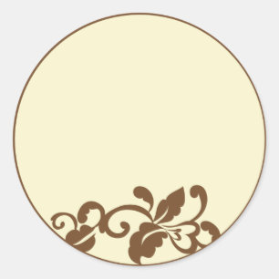 brown flourish classic round sticker