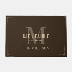 Brown Flourish Monogram Welcome Doormat