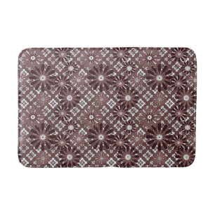 Brown , flower pattern bath mat