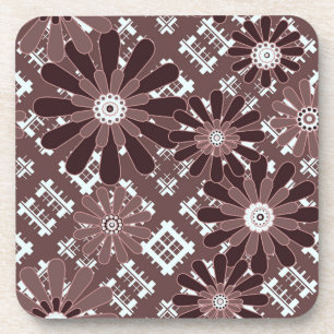 Brown , flower pattern coaster