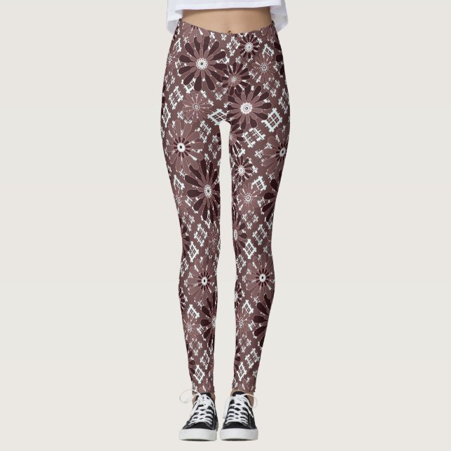 Brown , flower pattern leggings (Front)