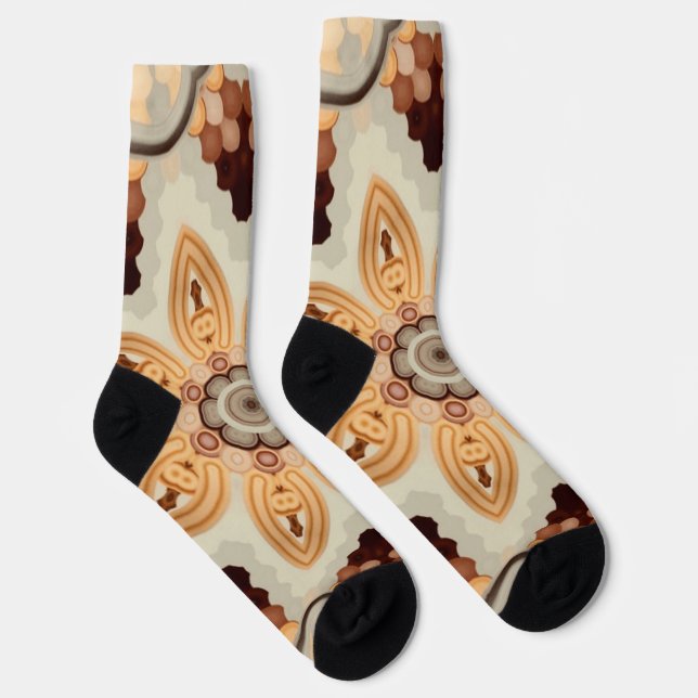 Brown Flower Pattern Socks (Right)