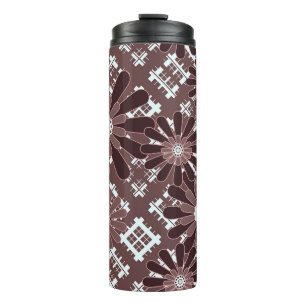 Brown , flower pattern thermal tumbler