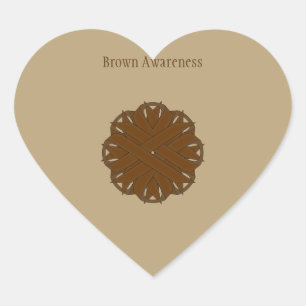 Brown Flower Ribbon by Kenneth Yoncich Heart Sticker