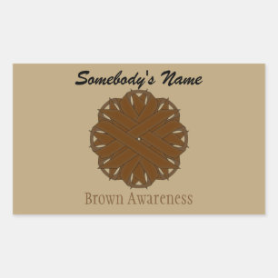 Brown Flower Ribbon by Kenneth Yoncich Rectangular Sticker