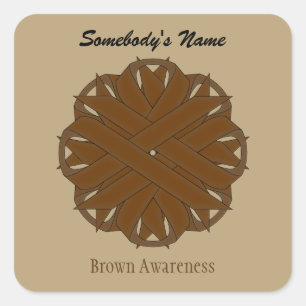 Brown Flower Ribbon by Kenneth Yoncich Square Sticker