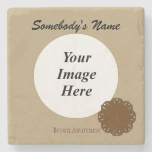 Brown Flower Ribbon by Kenneth Yoncich Stone Coaster
