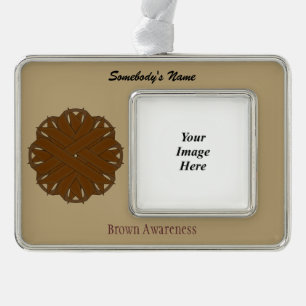 Brown Flower Ribbon Tmpl (H-O) by Kenneth Yoncich Silver Plated Framed Ornament