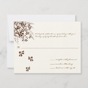 Brown flower Wedding Response Card