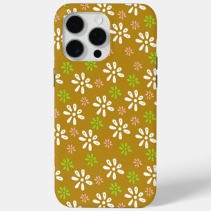 Brown Flowers Pattern iPhone 15 Pro Max Case