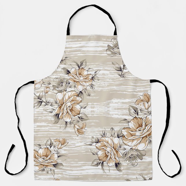 brown flowers pattern on texture backgroundpattern apron (Front)