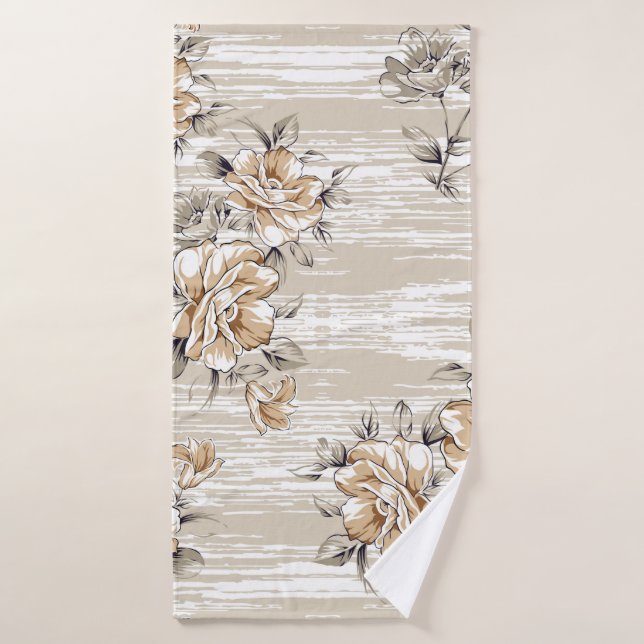 brown flowers pattern on texture backgroundpattern bath towel (Bath Towel)