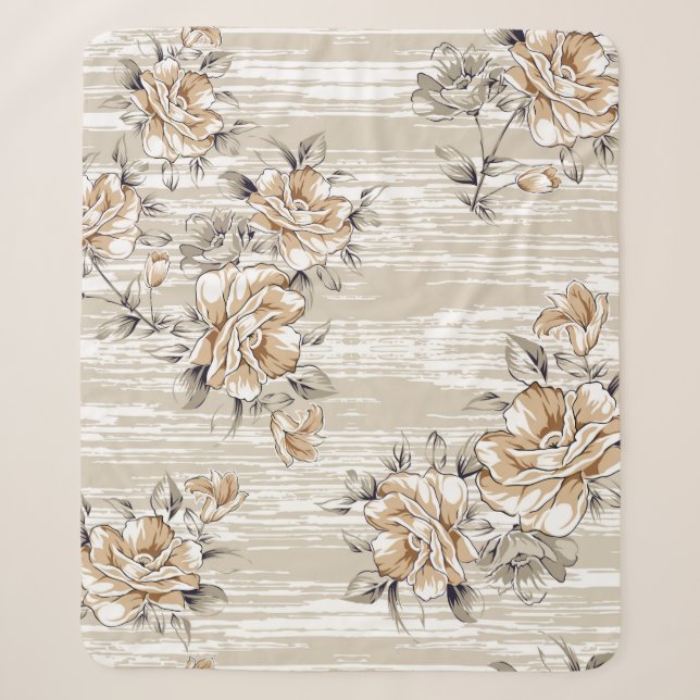 brown flowers pattern on texture backgroundpattern sherpa blanket (Front)