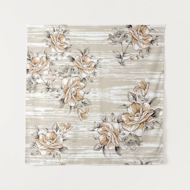 brown flowers pattern on texture backgroundpattern tapestry (Front)