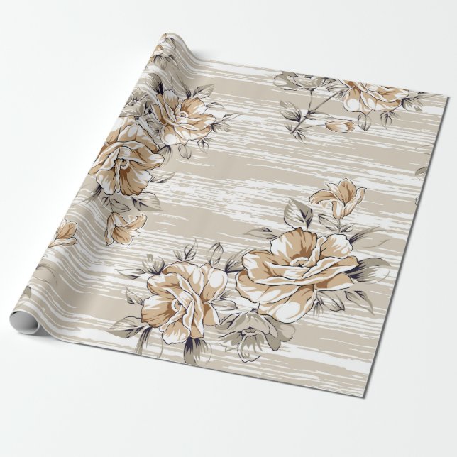 brown flowers pattern on texture backgroundpattern wrapping paper (Unrolled)