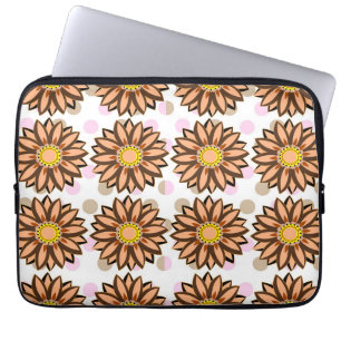 Brown Flowers pink Polka dot Floral pattern Laptop Sleeve