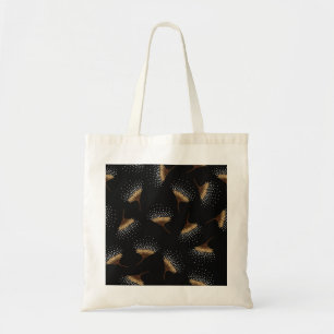 Brown flowers, seamless black background. tote bag