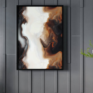 Brown Fluid Painting art  Poster