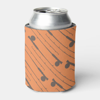 Brown Fly Fishing Rods Pattern Can Cooler