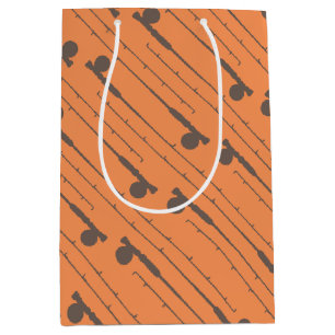 Brown Fly Fishing Rods Pattern Medium Gift Bag