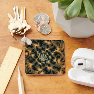 Brown Foliage Fractal Key Ring