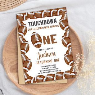 Brown Football Birthday Invitations