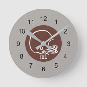 Brown Football Helmet Wall Clock