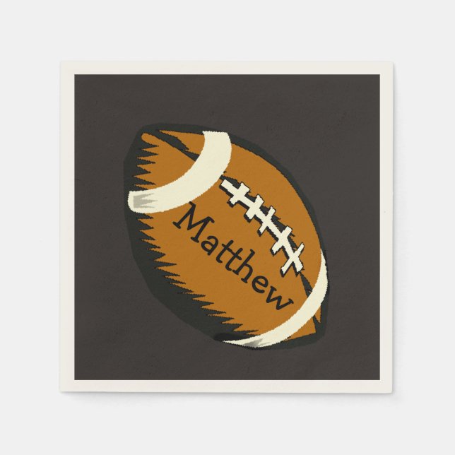 Brown Football Sports Paper Napkins (Front)