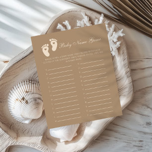 Brown Footprints Gender Reveal Baby Name Game