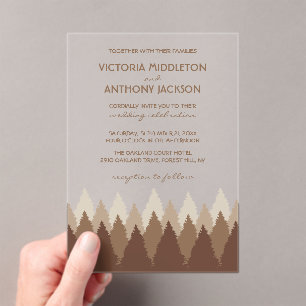 Brown Forest Range Woodland Wedding Acrylic Invitations